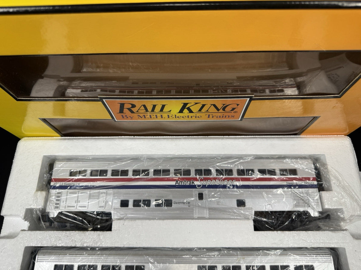 MTH RailKing 30-6501 Amtrak Superliner sleeper diner 2-pack #32023 #38041 LNIB1