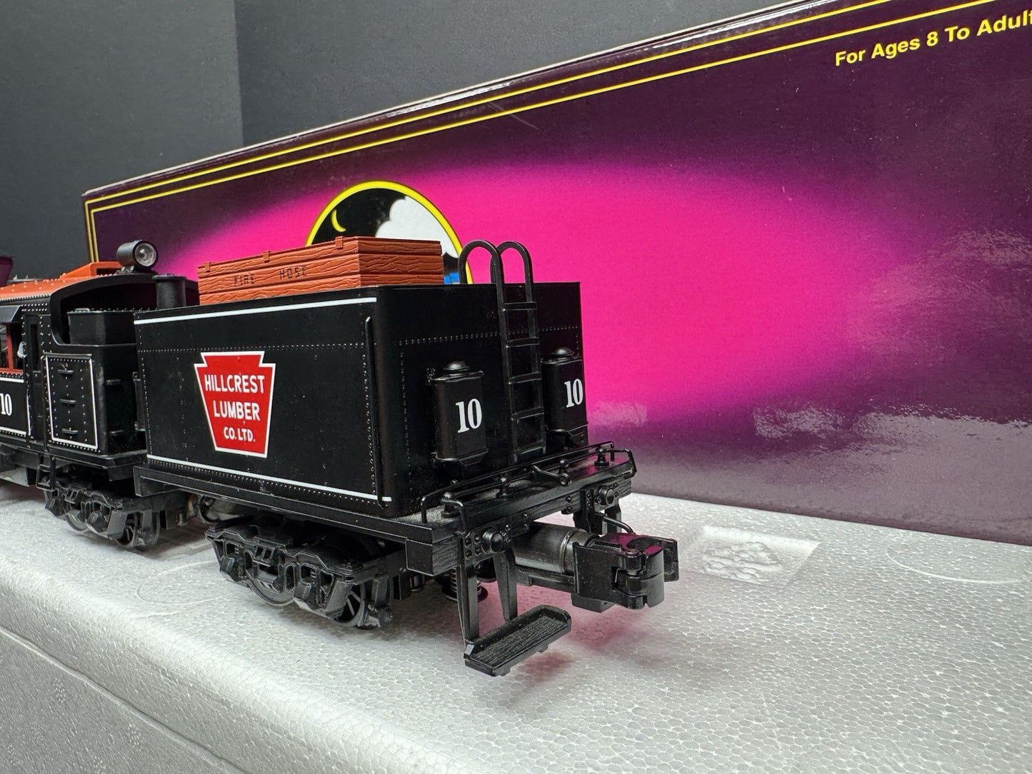 MTH 20-3039-1 HIllcrest Lumber Clmax logging steam engine #10 PS2 BCR LNIB4