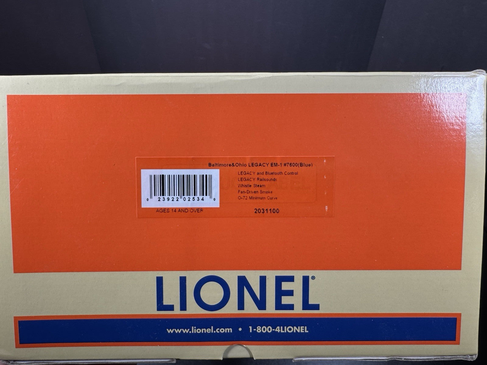 Lionel LEGACY 2031100 Baltimore & Ohio B&O EM1 blue steam engine #7600 LNIB15