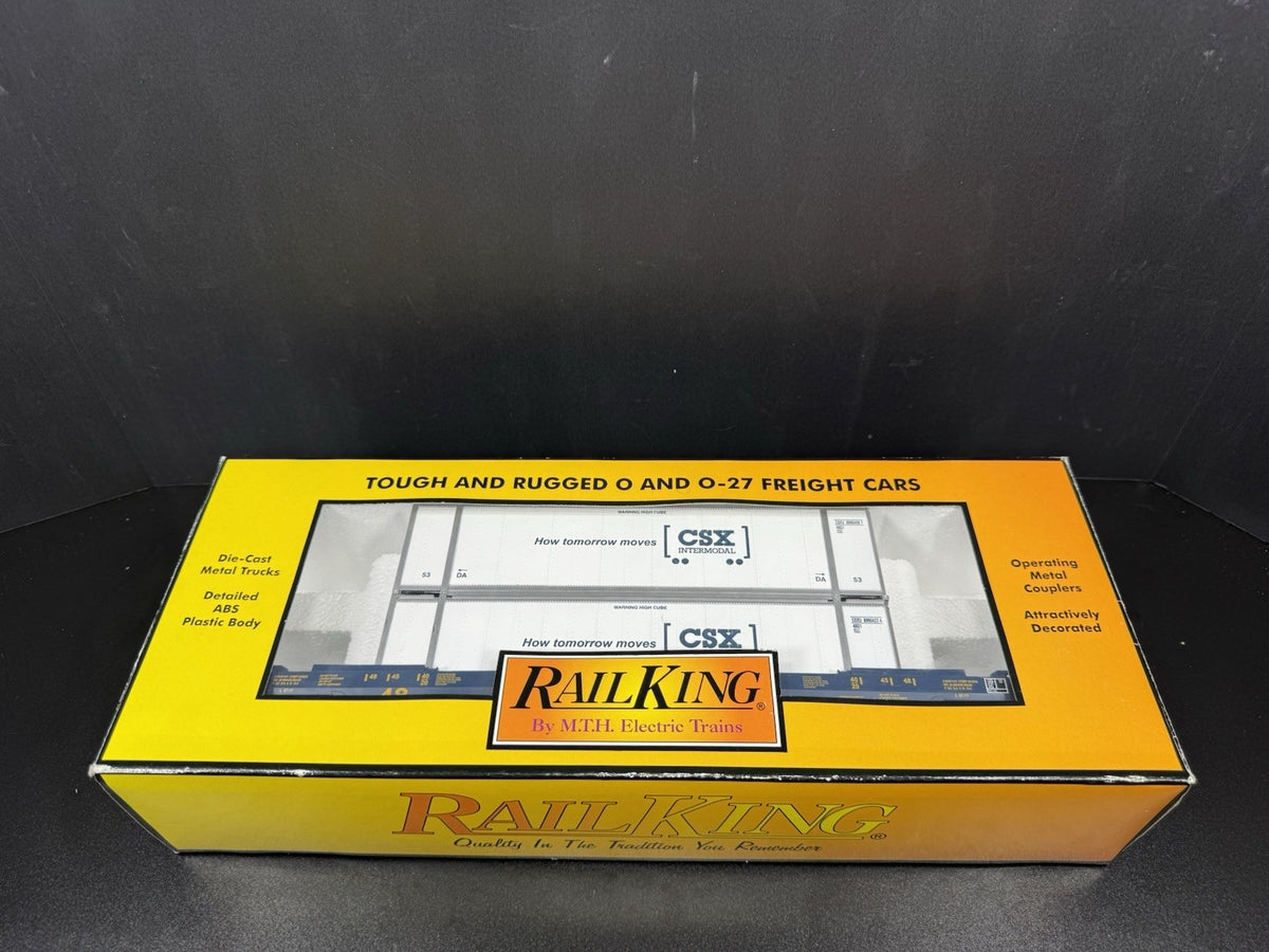 MTH RailKing 30-7051C CSX intermodal husky stack car w containers LNIB8