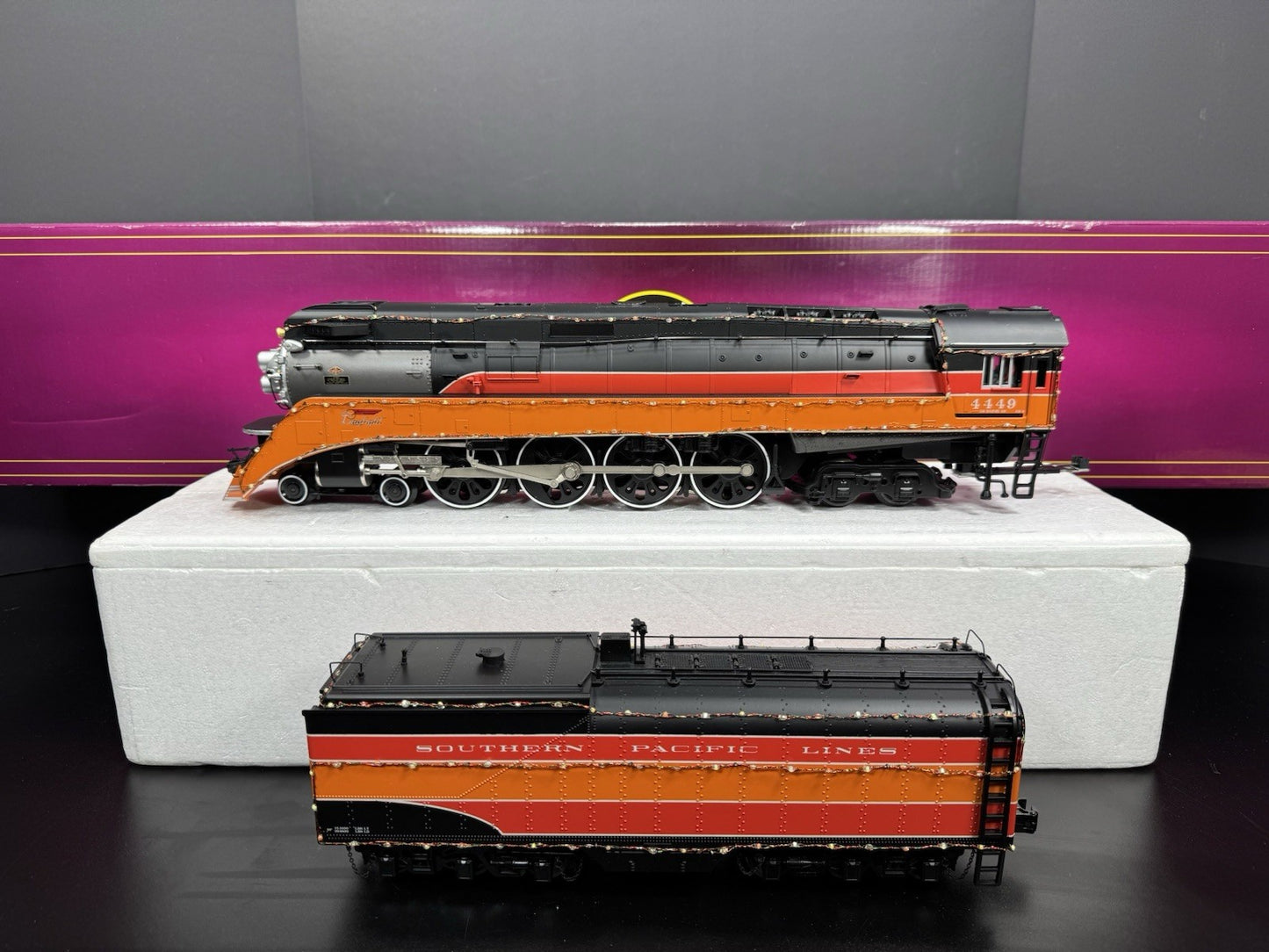 MTH 20-3758-1 SP daylight GS-4 steam engine w Christmas LED lights #4449 PS3 LN0