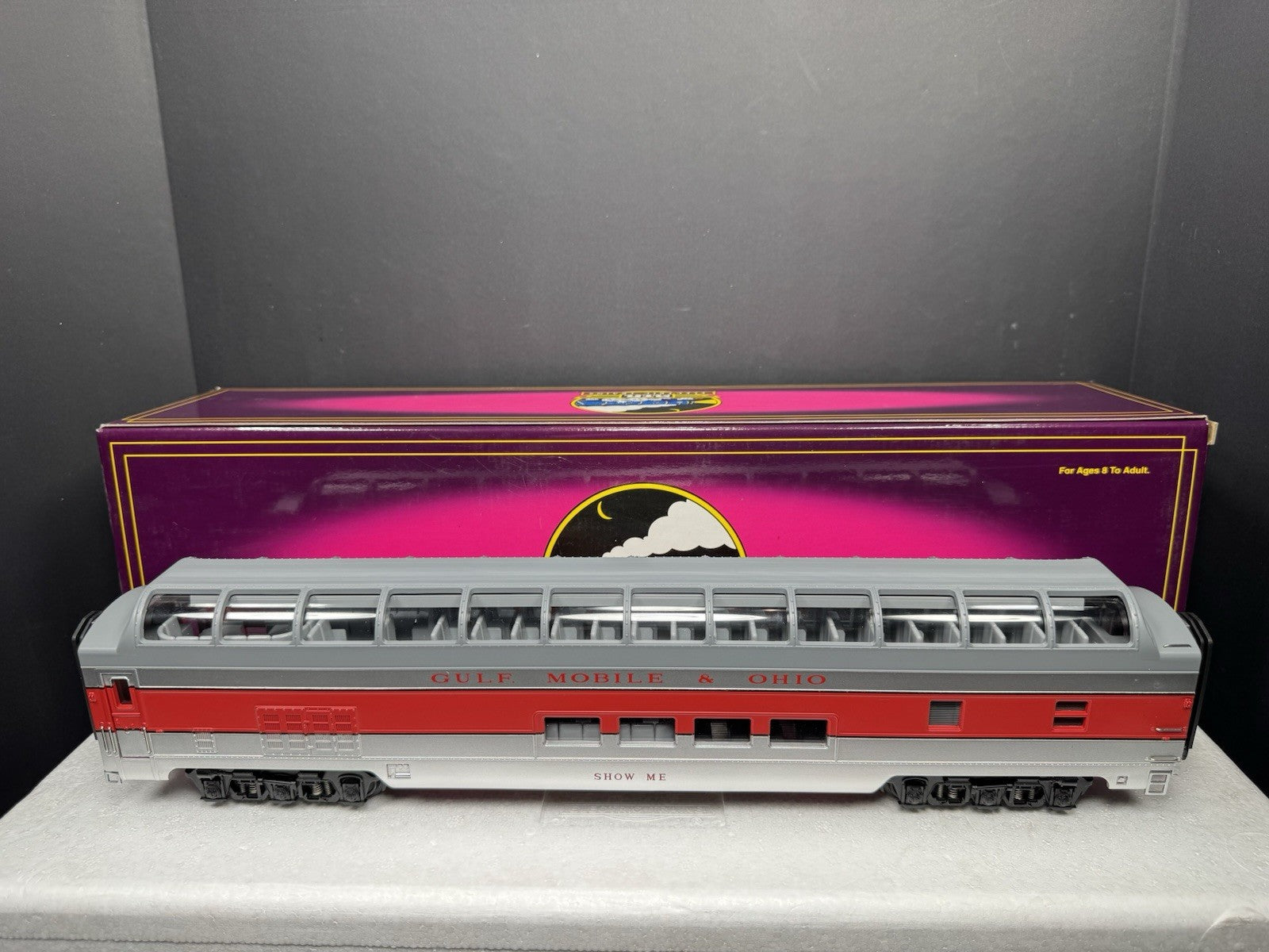 MTH 20-6784 Gulf Mobile & Ohio GM&O 70' full-length vista dome pass car LNIB6