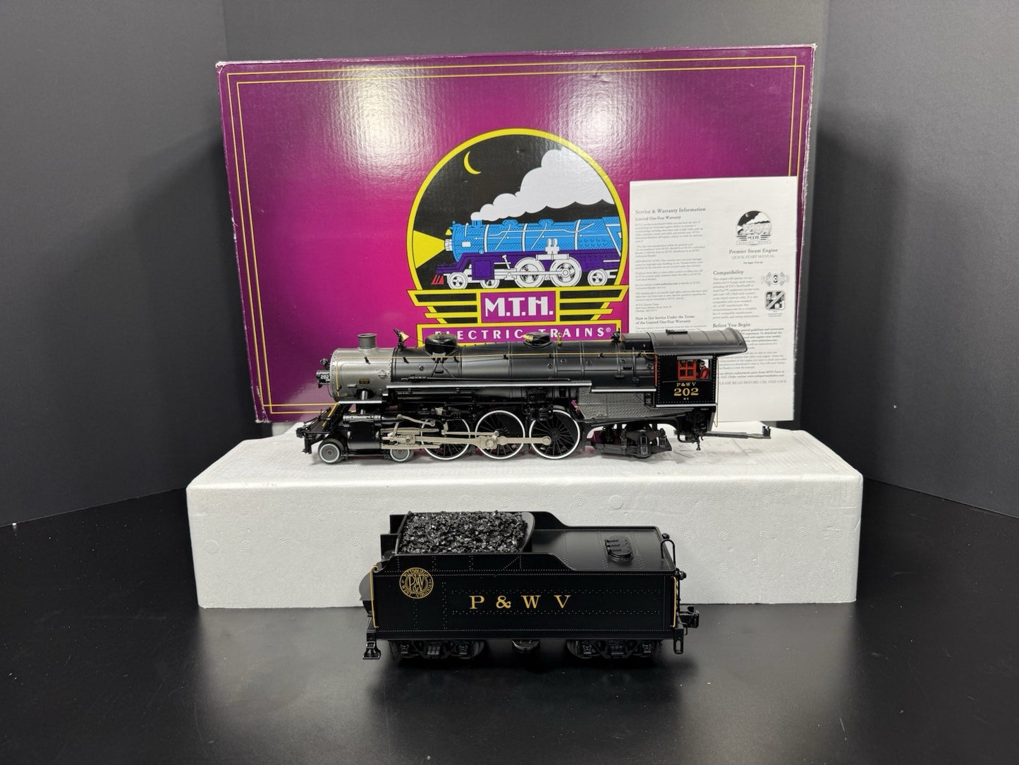 MTH 20-3822-1 Pittsburgh P&WV 4-6-2 Ps-4 steam engine #202 PS3 LNIB0