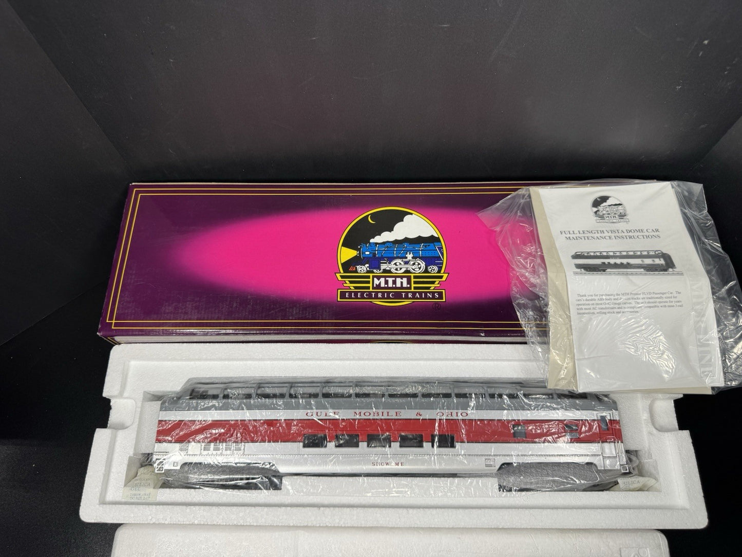MTH 20-6784 Gulf Mobile & Ohio GM&O 70' full-length vista dome pass car LNIB9