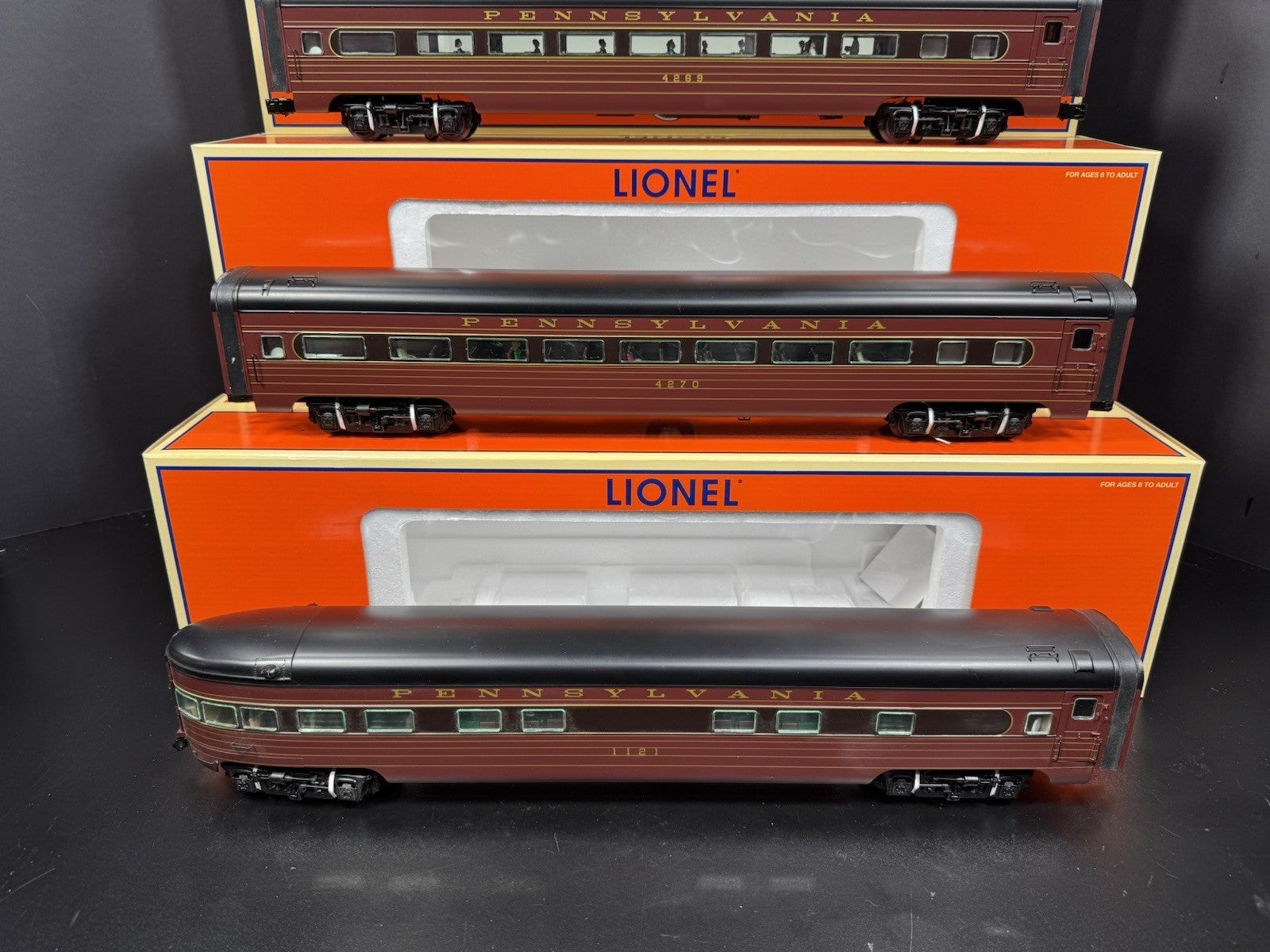 Lionel 6-29105 Pennsylvania PRR 18" aluminum passenger 4-car set LNIB5