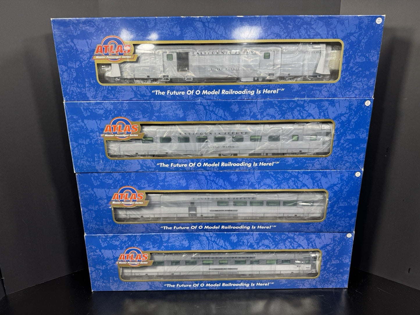 Atlas O 2-rail CB&Q California Zephyr 21" passenger 8-car set LNIB14