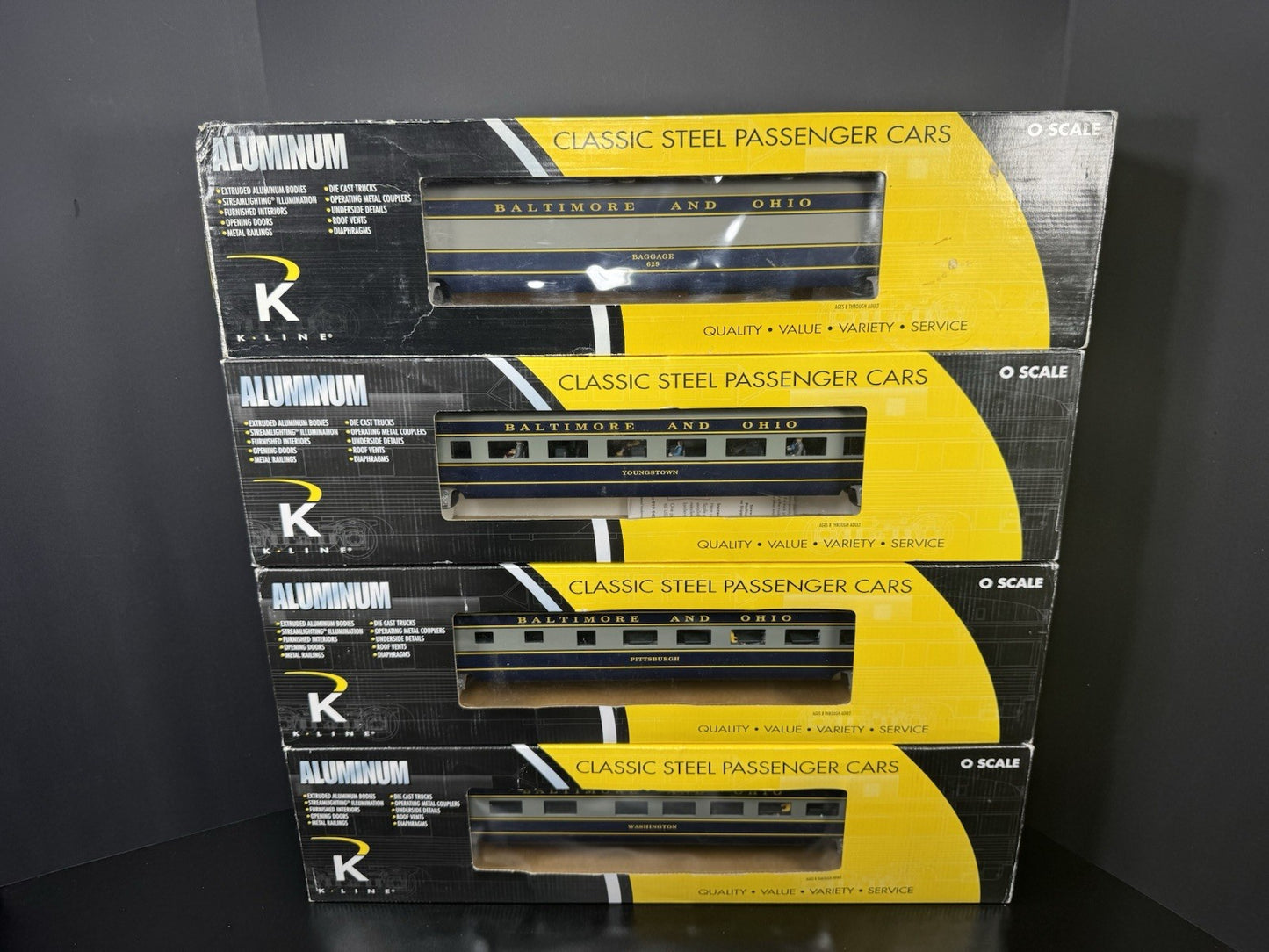 K-Line K-4610A B&O The Columbian 21" aluminum passenger 4-car set LNIB11