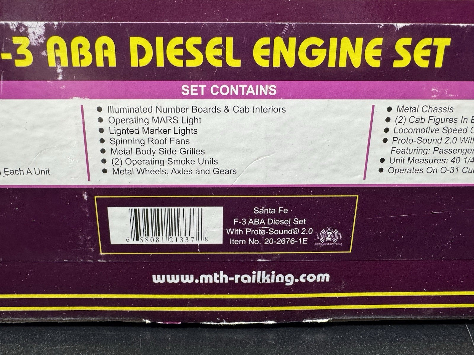 MTH 20-2676-1E Santa Fe Warbonnet F-3 diesel engine ABA set PS2 BCR EX15