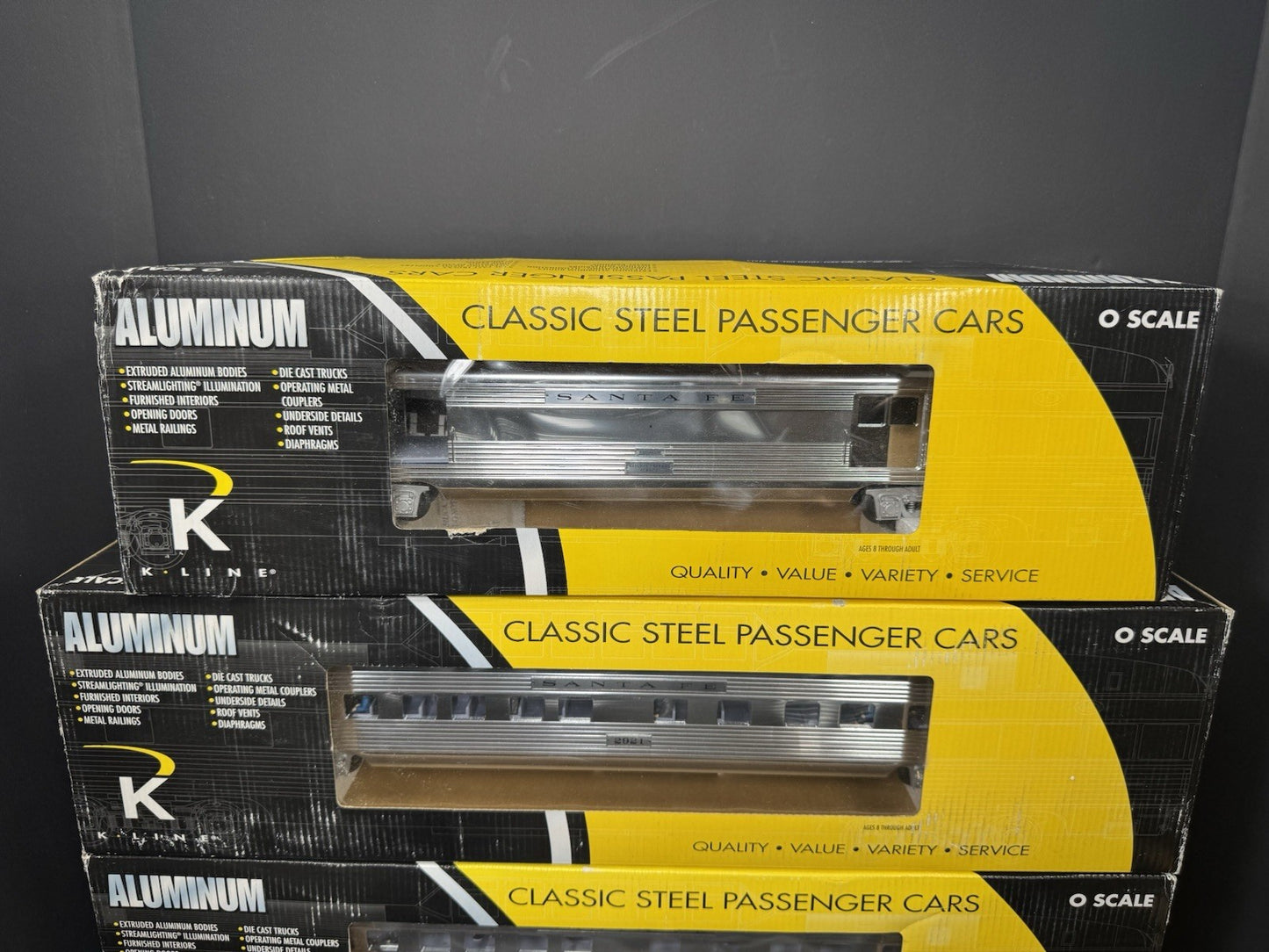 K-Line K-4630P Santa Fe Super Chief 21" aluminum passenger 4-car set LNIB14