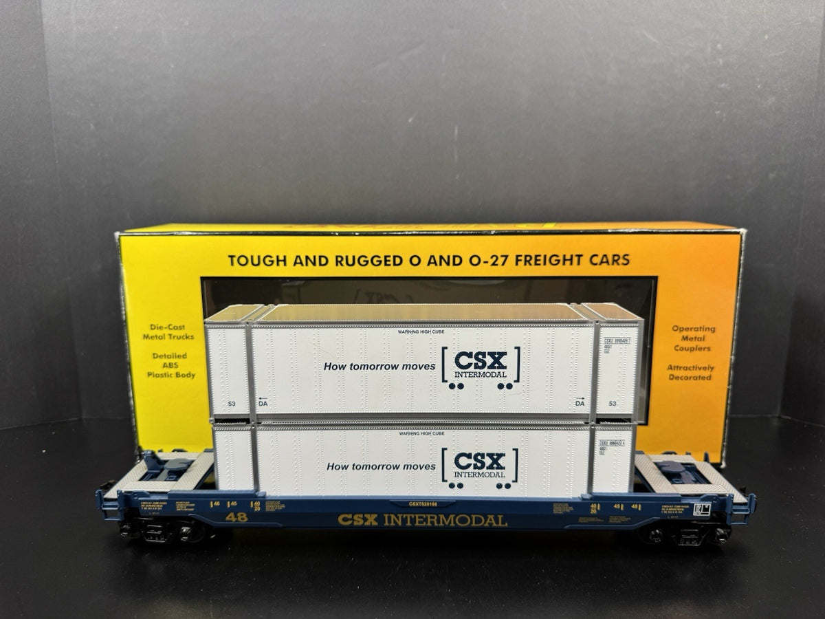MTH RailKing 30-7051C CSX intermodal husky stack car w containers LNIB3