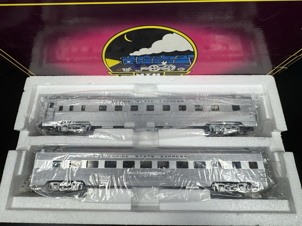 MTH 20-66020 NYC Empire State Express 70' streamlined sleeper diner 2-car set LN1