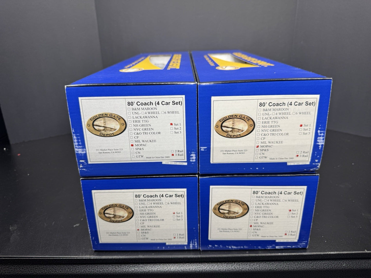 Golden Gate Depot GGD Missouri Pacific MoPac 80' passenger coach 4-car set LNIB14