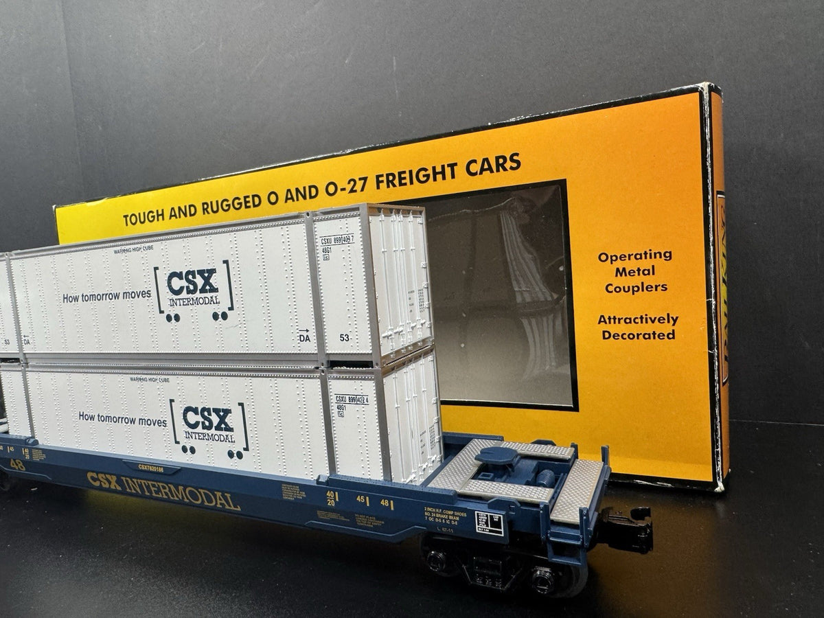 MTH RailKing 30-7051C CSX intermodal husky stack car w containers LNIB5