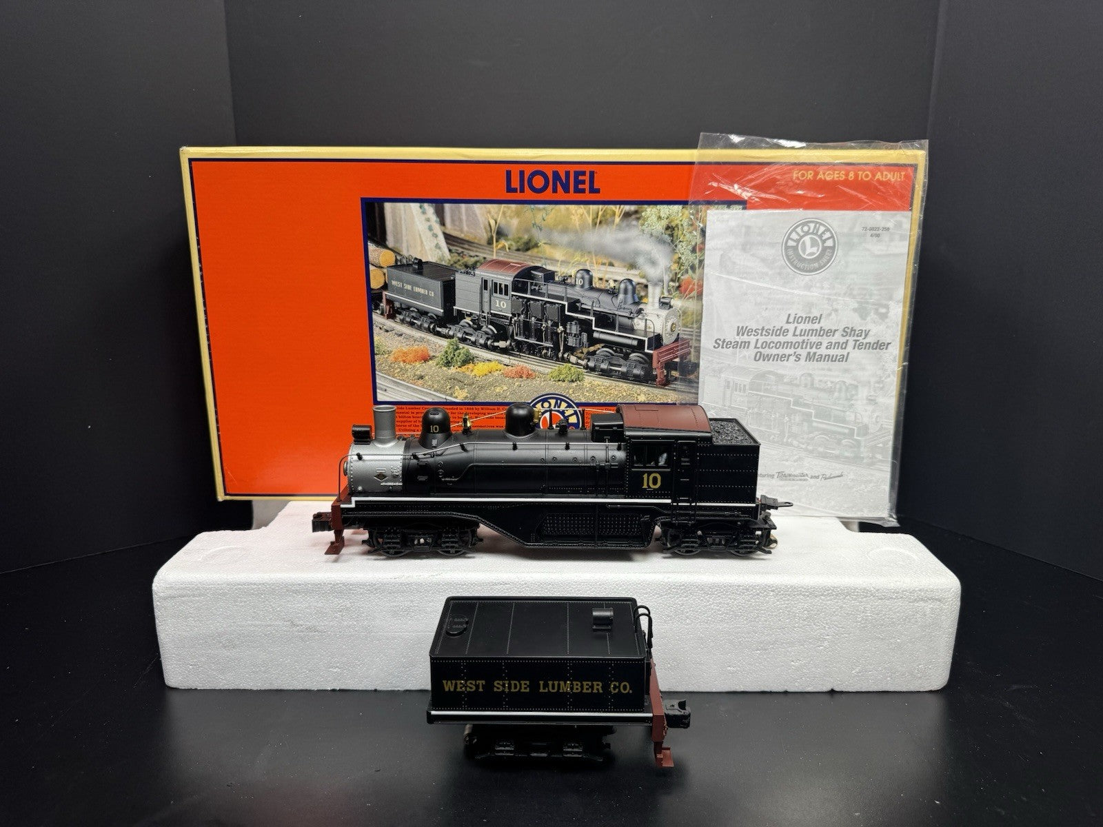 Lionel 6-28022 TMCC West Side Lumber three-truck Shay steam engine #10 LNIB5