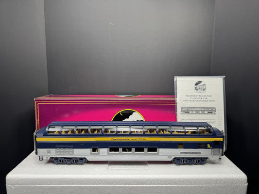MTH 20-67073 Chesapeake & Ohio C&O 70' full-length vista dome passenger car LNIB0