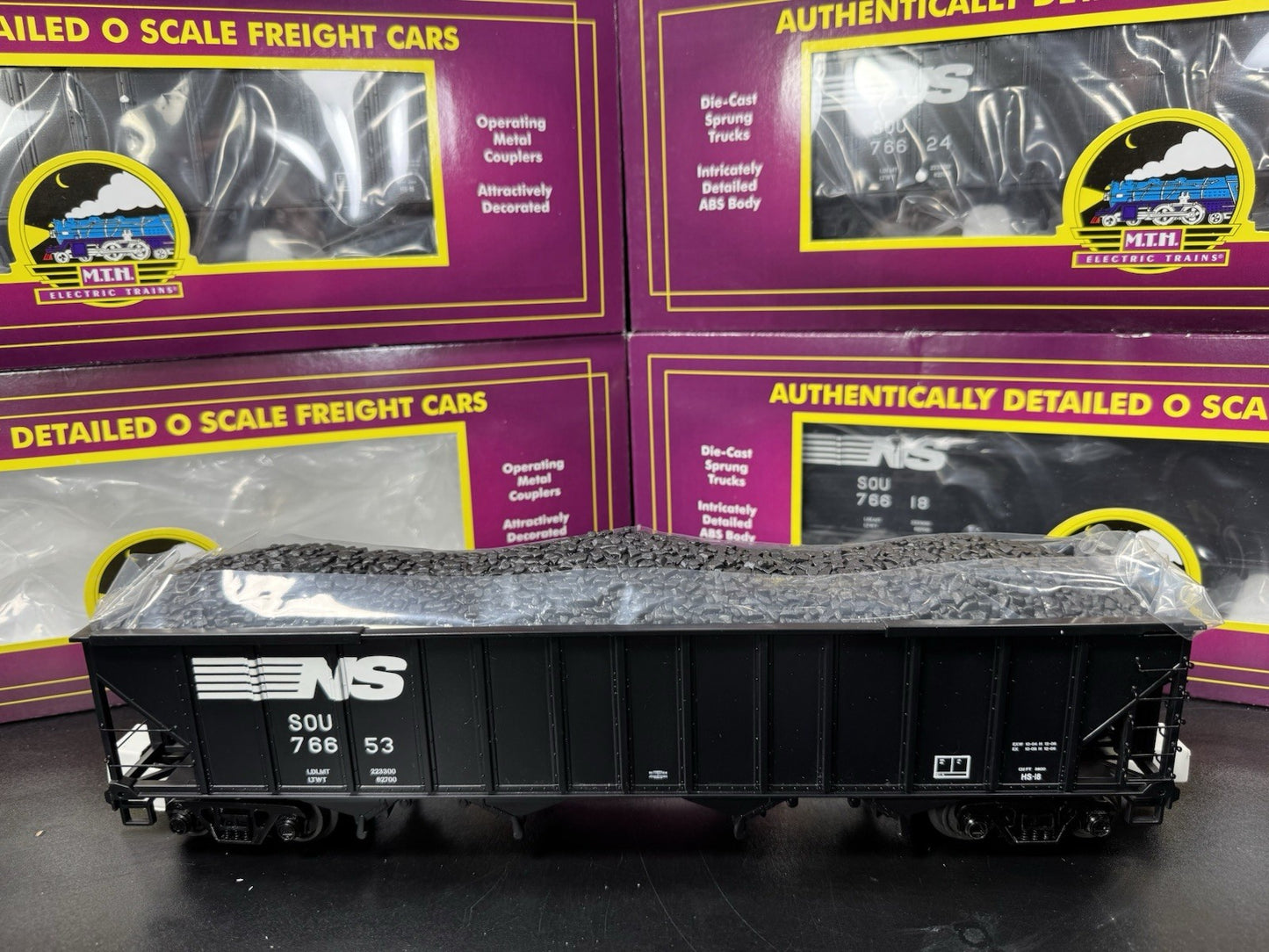 MTH 20-90579 Norfolk Southern NS 4-bay hopper 6-car set LNIB2