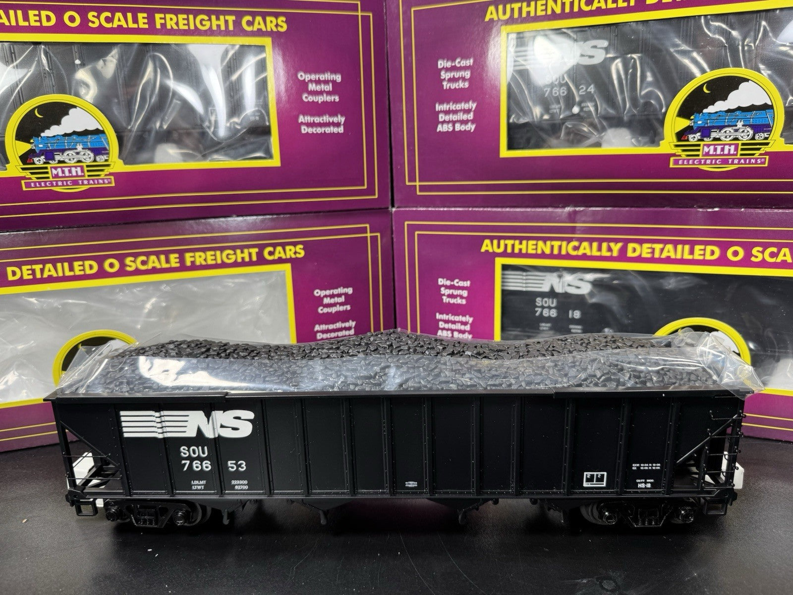 MTH 20-90579 Norfolk Southern NS 4-bay hopper 6-car set LNIB2
