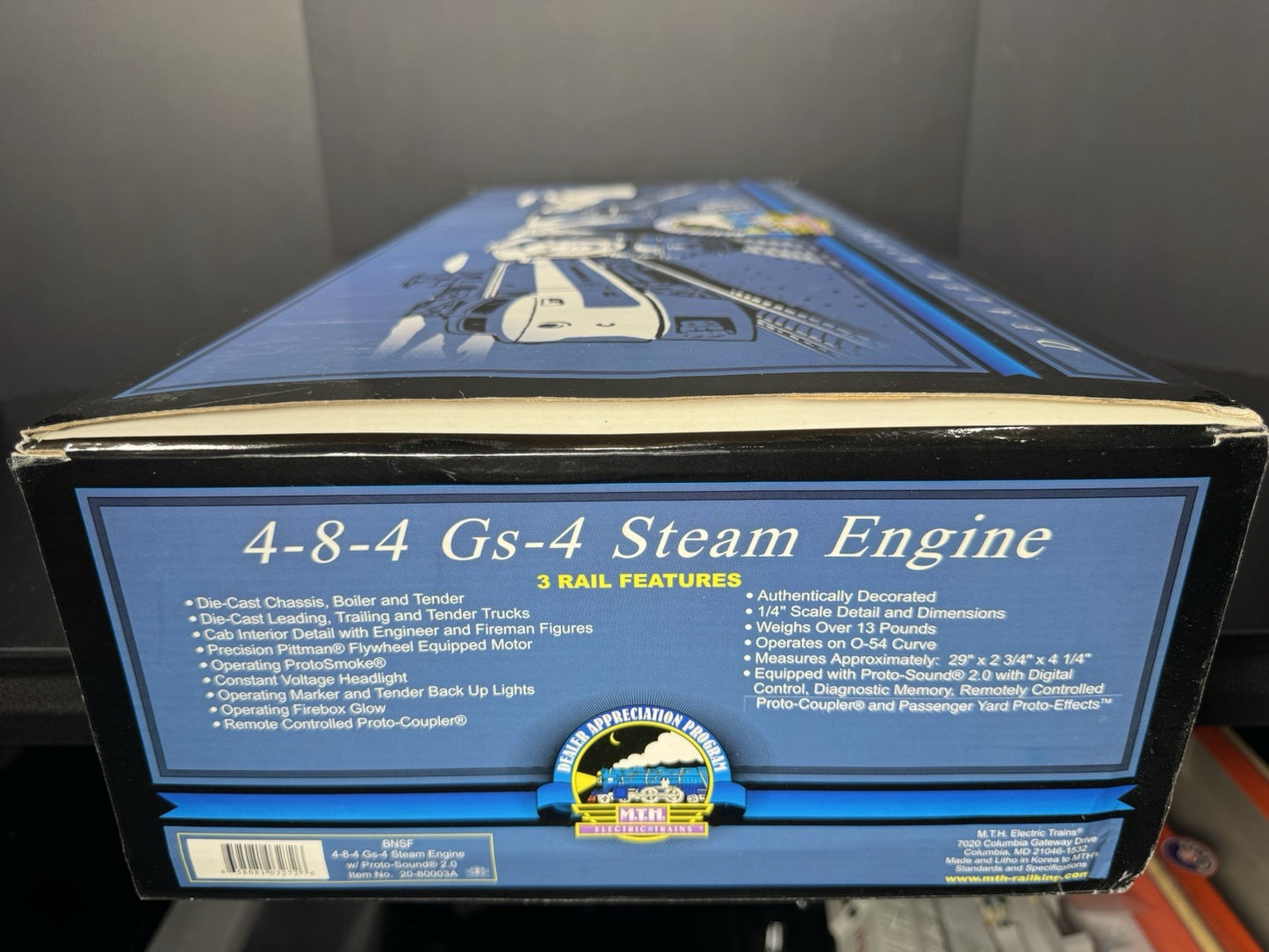 MTH 20-80003A BNSF 4-8-4 GS-4 steam engine #4449 PS2 BCR LNIB19