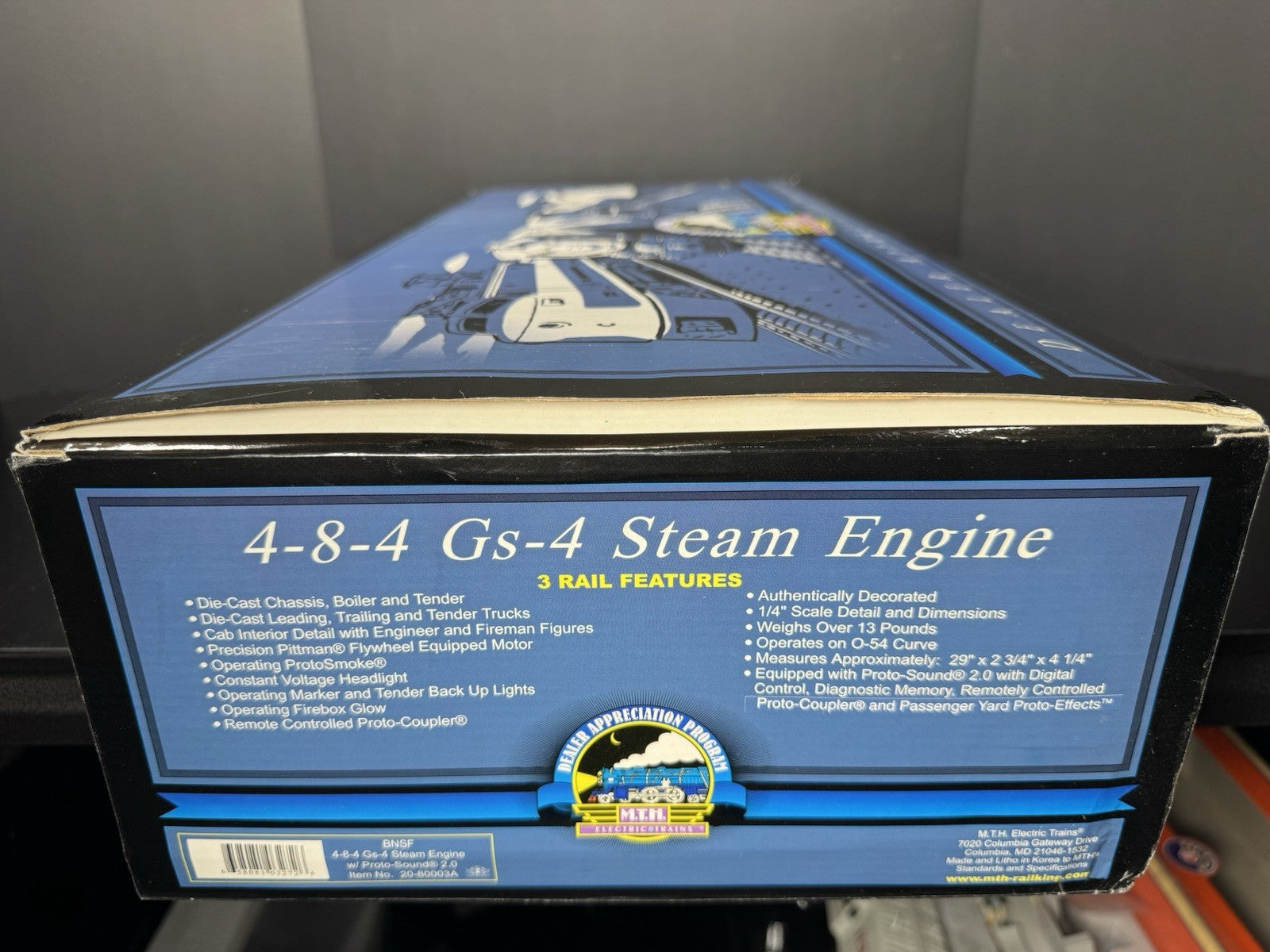 MTH 20-80003A BNSF 4-8-4 GS-4 steam engine #4449 PS2 BCR LNIB19