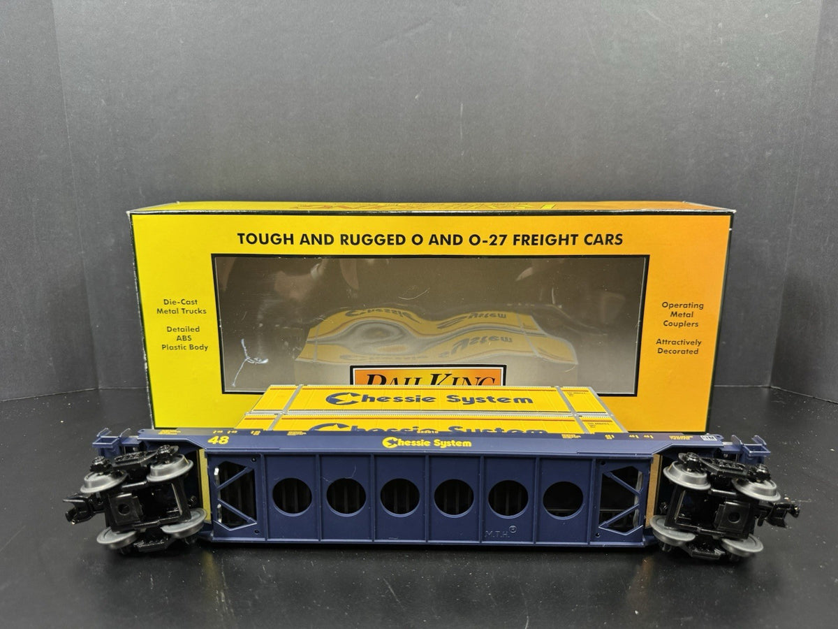MTH RailKing 30-76394 Chessie intermodal husky stack car w containers LNIB6