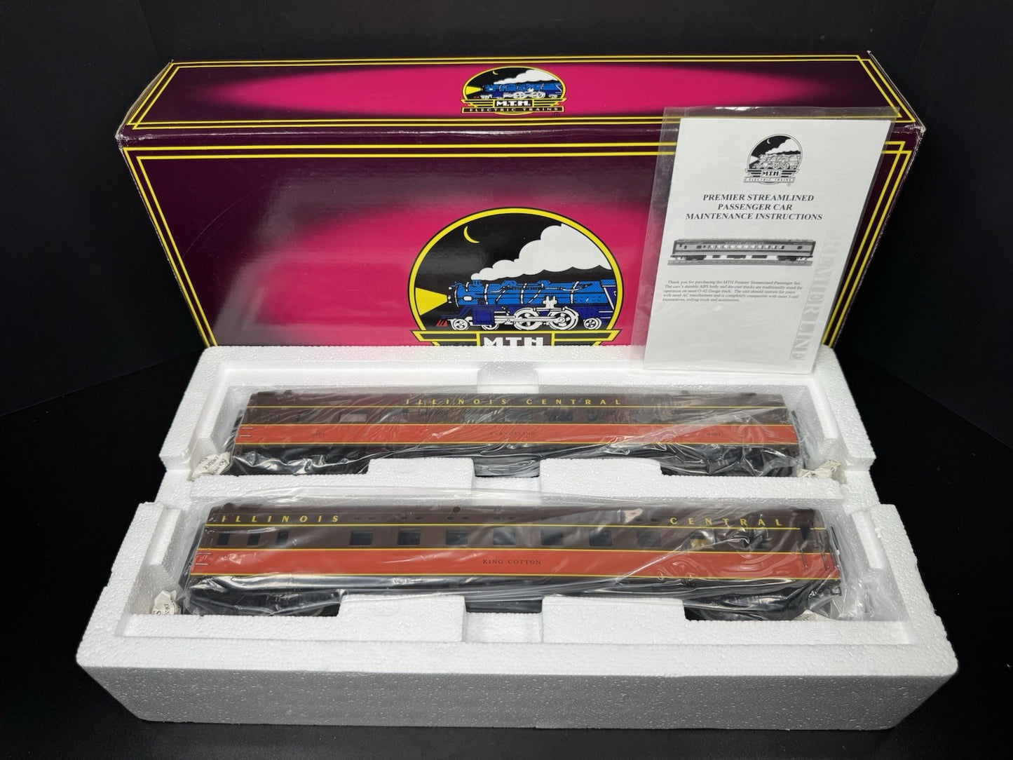 MTH 20-67033 Illinois Central IC 70' streamlined sleeper diner 2-car set LNIB0